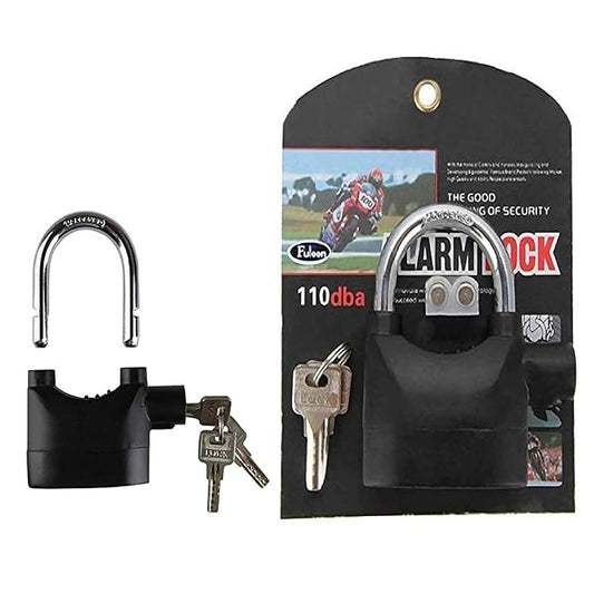 Anti Theft Motion Sensor Alarm Lock, Black Alarm Security Lock with 3 Keys, 110dba Waterproof Padlock for Universal Use, Bicycle, Bike, Door, Window | Battery Thickened Shackle Lock (Black)